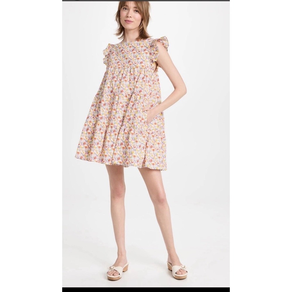 NEW English Factory Floral Ruffle Tiered Babydoll Dress Small Colorful